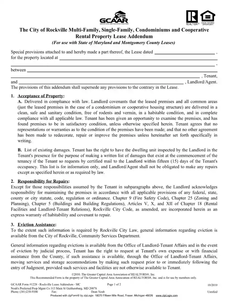 maryland residential lease agreement Preview on Page 1