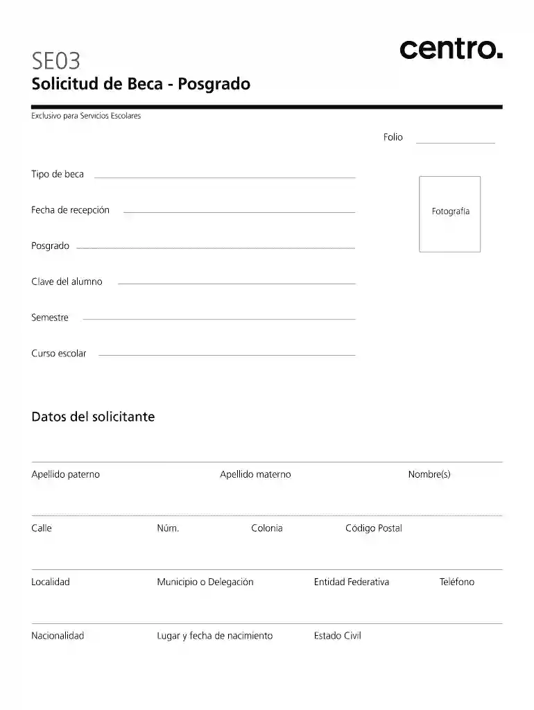 Solicitud de Beca - Posgrado - bCENTROb Vista previa en la página 1