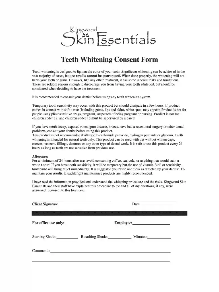 zoom whitening clinical notes template Preview on Page 1