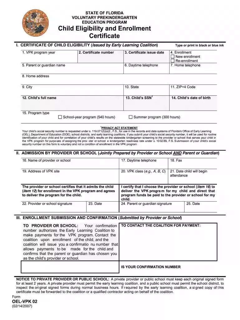 florida vpk program Preview on Page 1