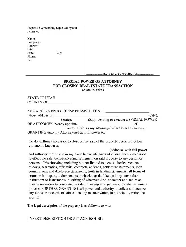 power of attorney form utah Preview on Page 1