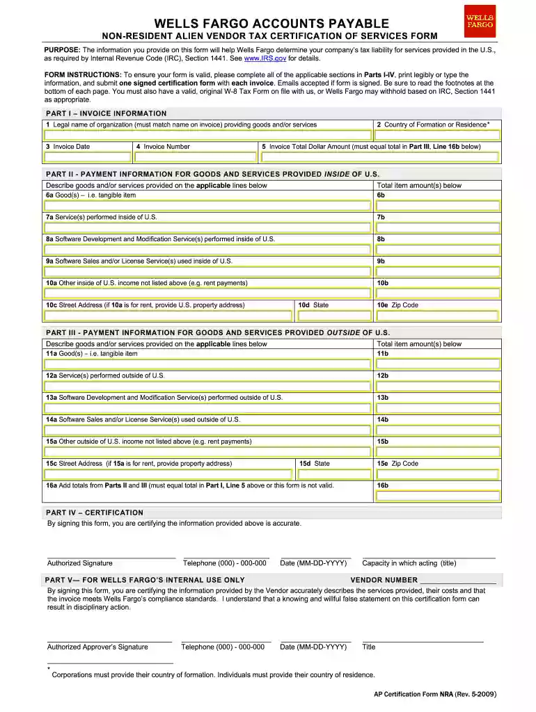 wells fargo non resident account requirements Preview on Page 1