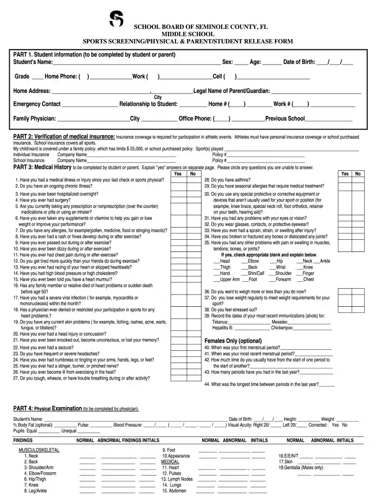 florida sports physical form 2024 Preview on Page 1