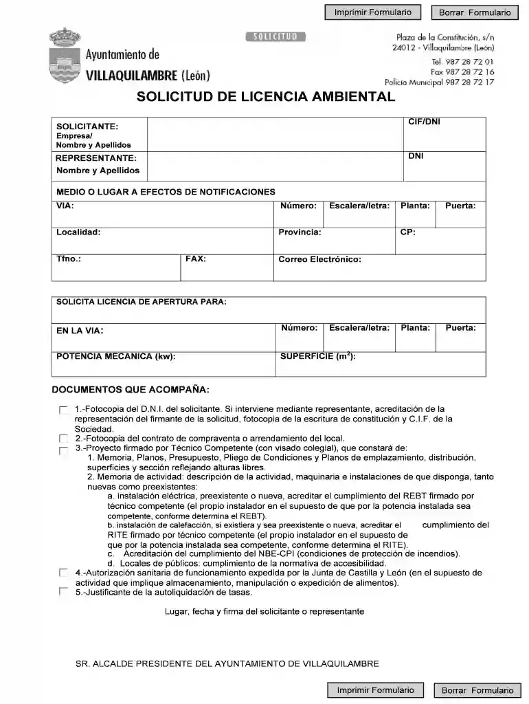 Licencia Ambiental - Ayuntamiento de Villaquilambre Vista previa en la página 1