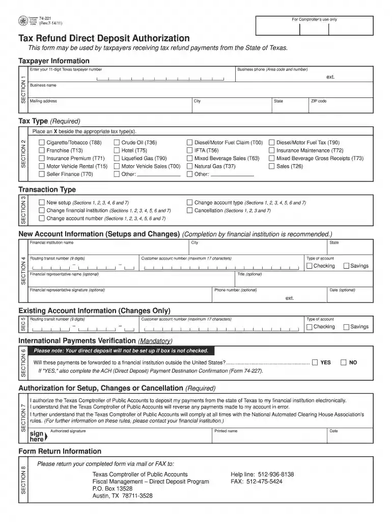 direct deposit form 74 221 Preview on Page 1