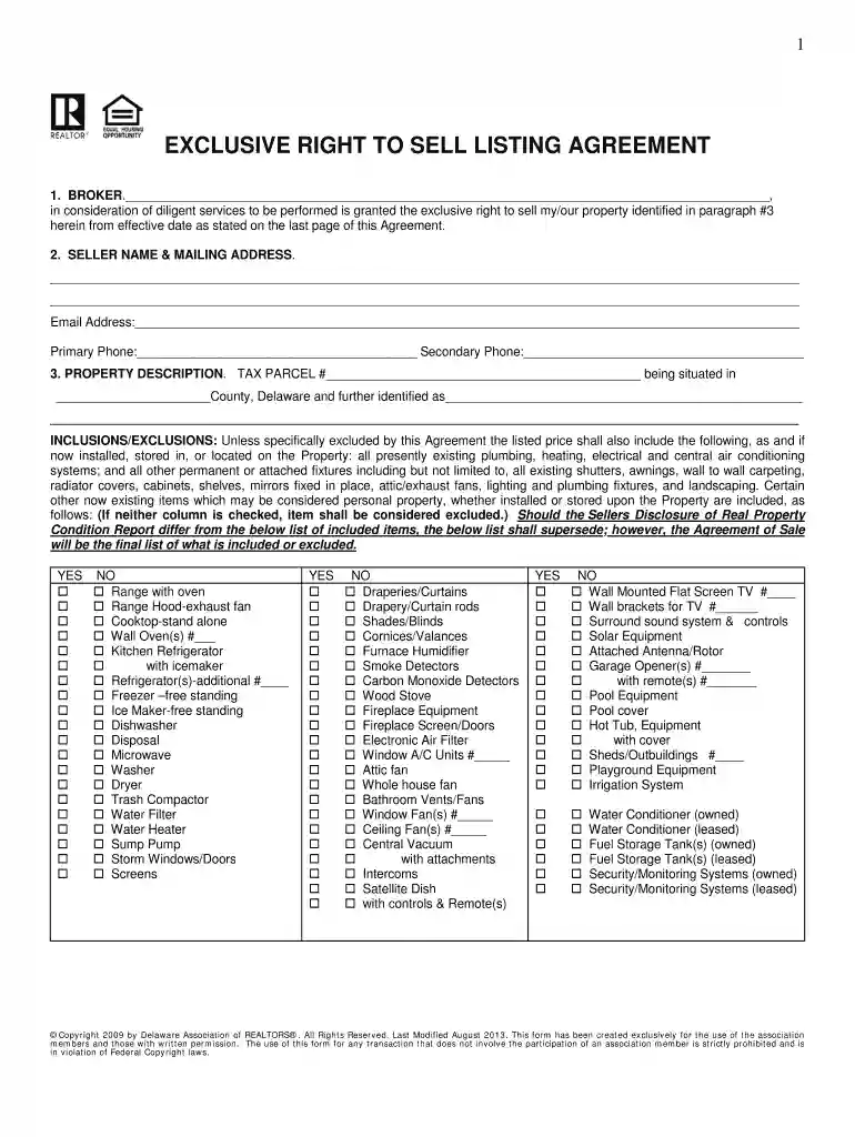 delaware association of realtors forms Preview on Page 1