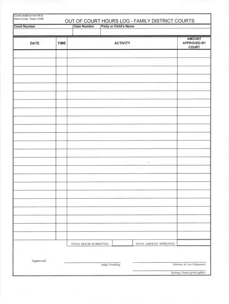 court hours log Preview on Page 1