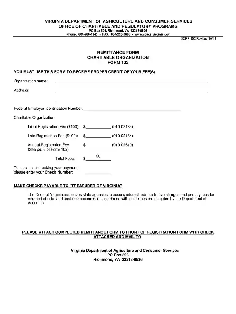 form 102 Preview on Page 1