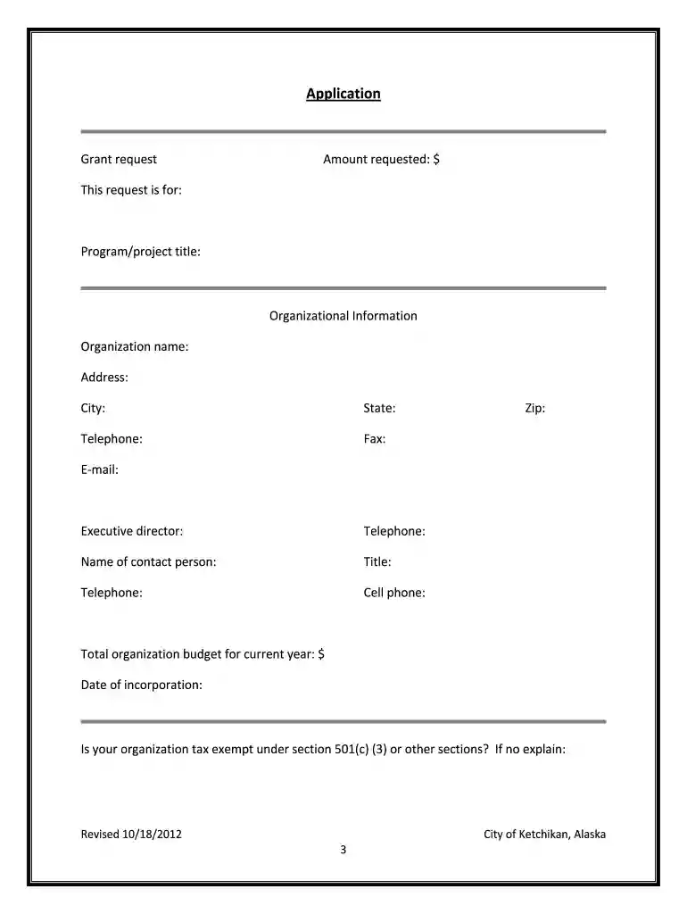 CITY OF KETCHIKAN GRANT APPLICATION FORM Preview on Page 1