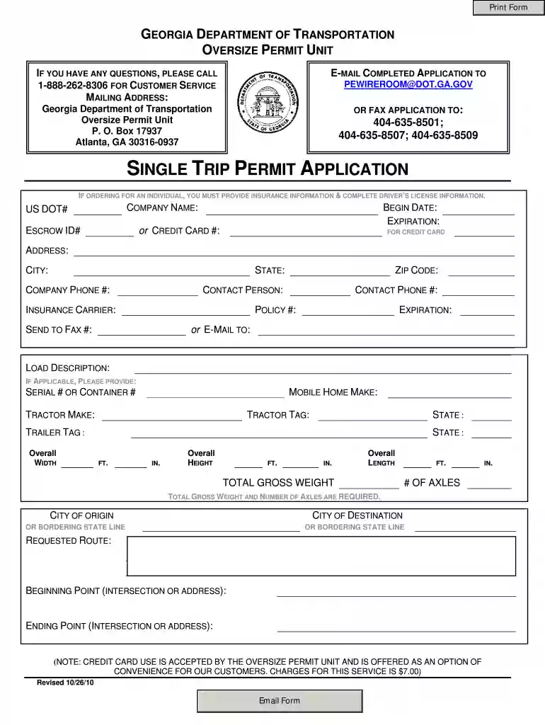 georgia temporary trip permit Preview on Page 1