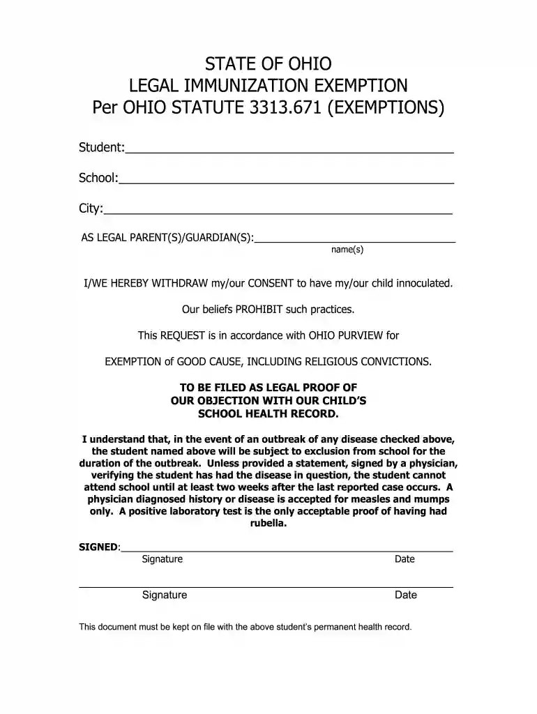 ohio vaccine exemption form 2024 Preview on Page 1