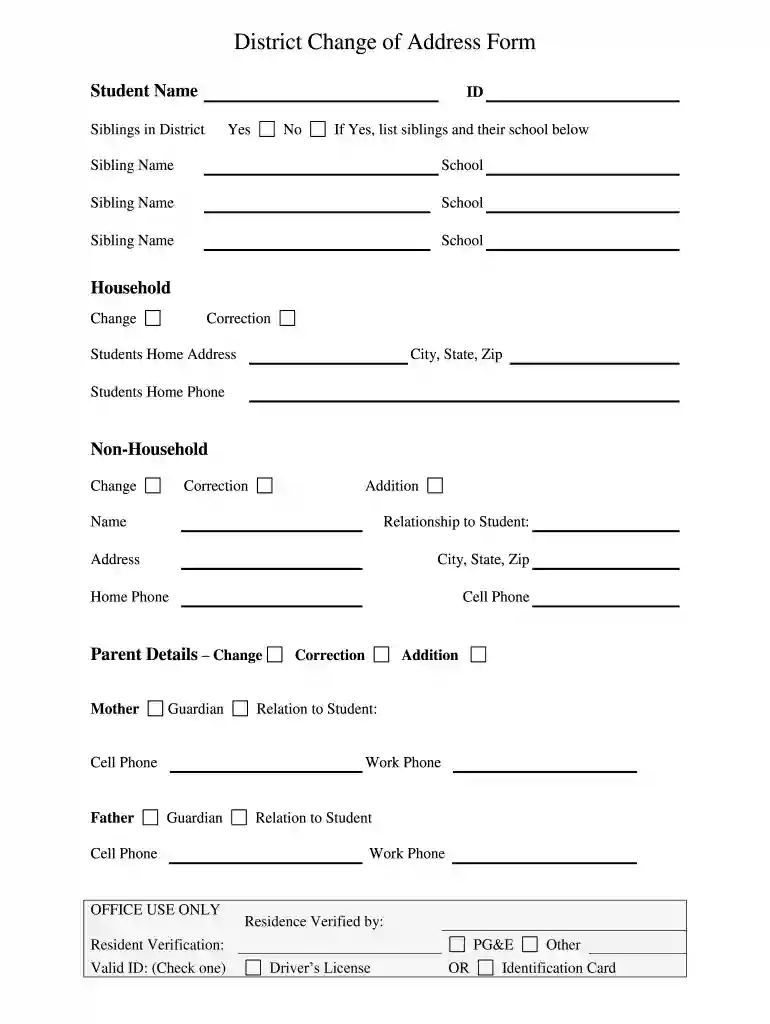 address change form Preview on Page 1