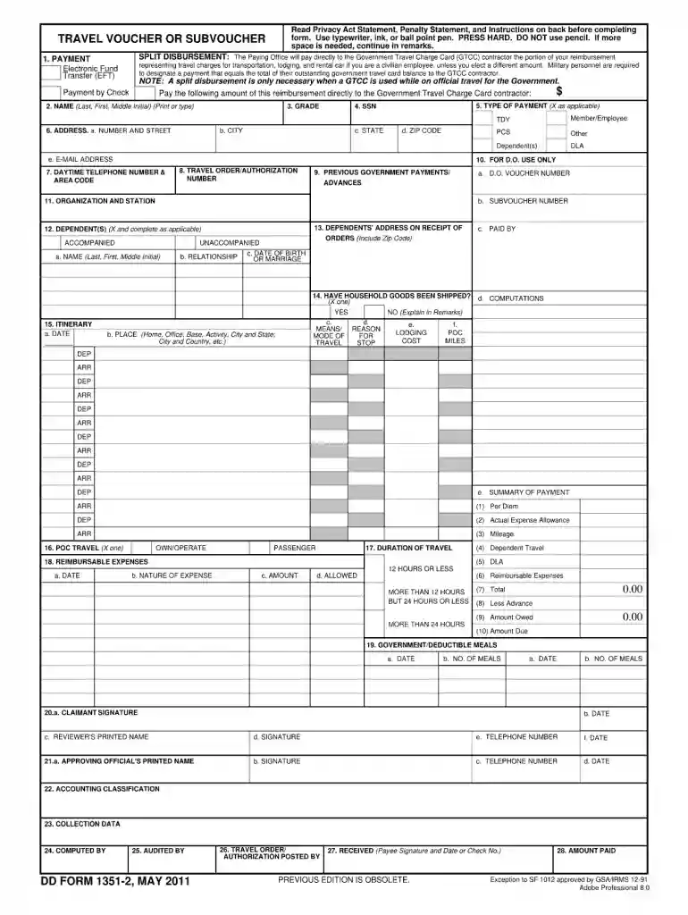 dd form 1351 2 Preview on Page 1