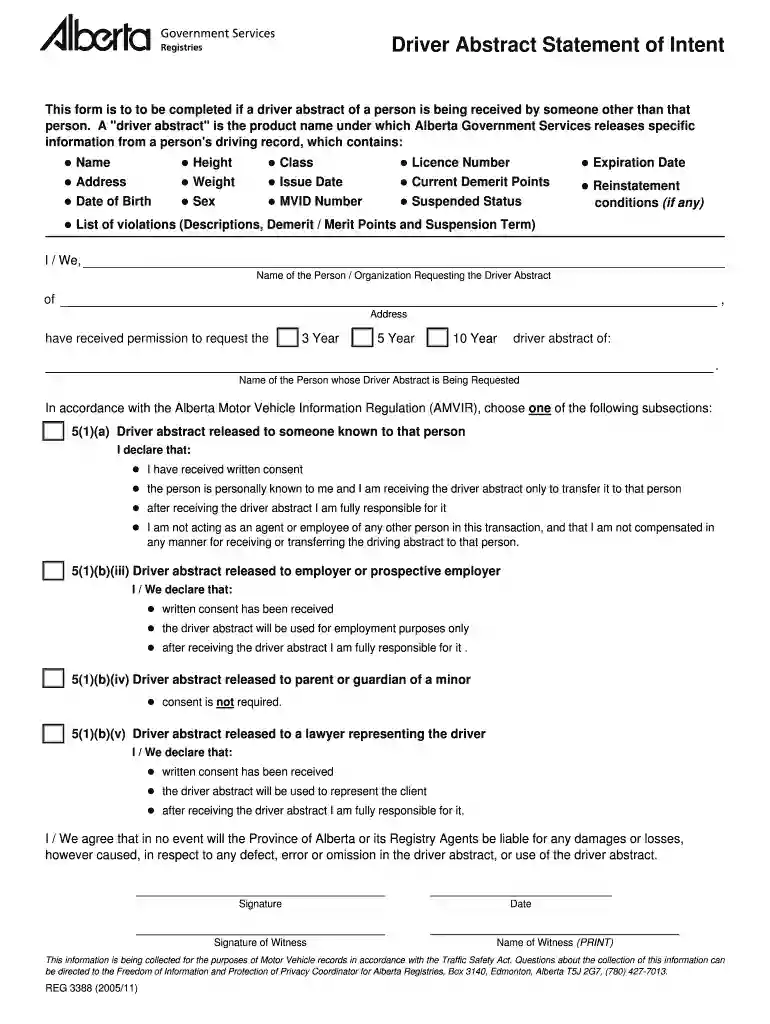 A "driver abstract" is the product name under which Alberta Government Services releases specific Preview on Page 1