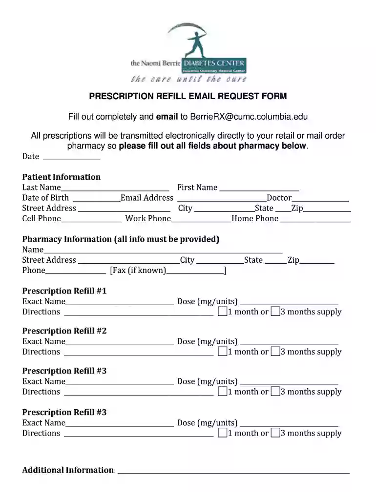 prescription refill request form template Preview on Page 1