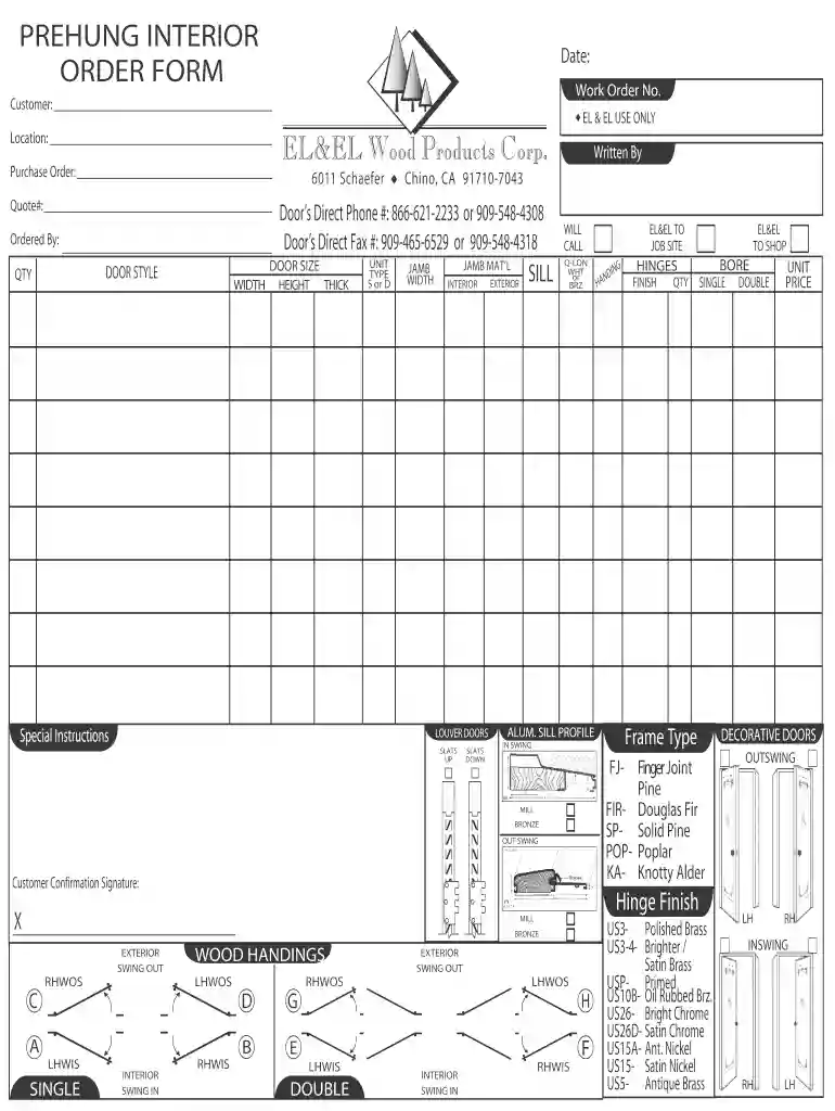 interior door order form Preview on Page 1