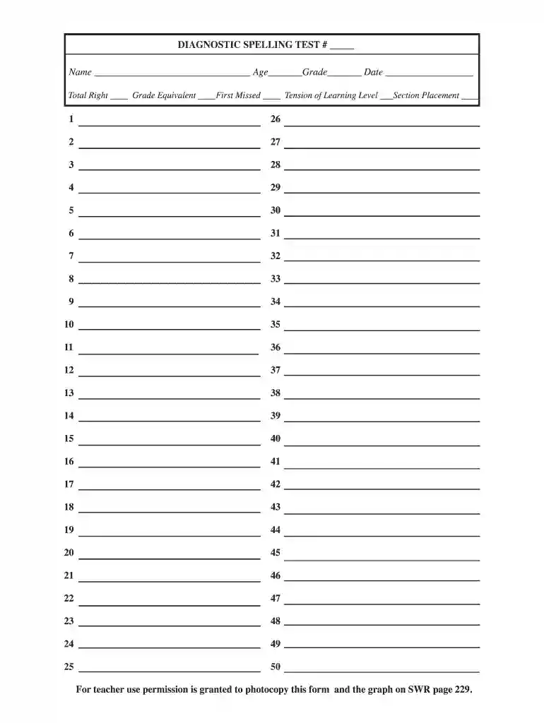 blackwell spelling test Preview on Page 1