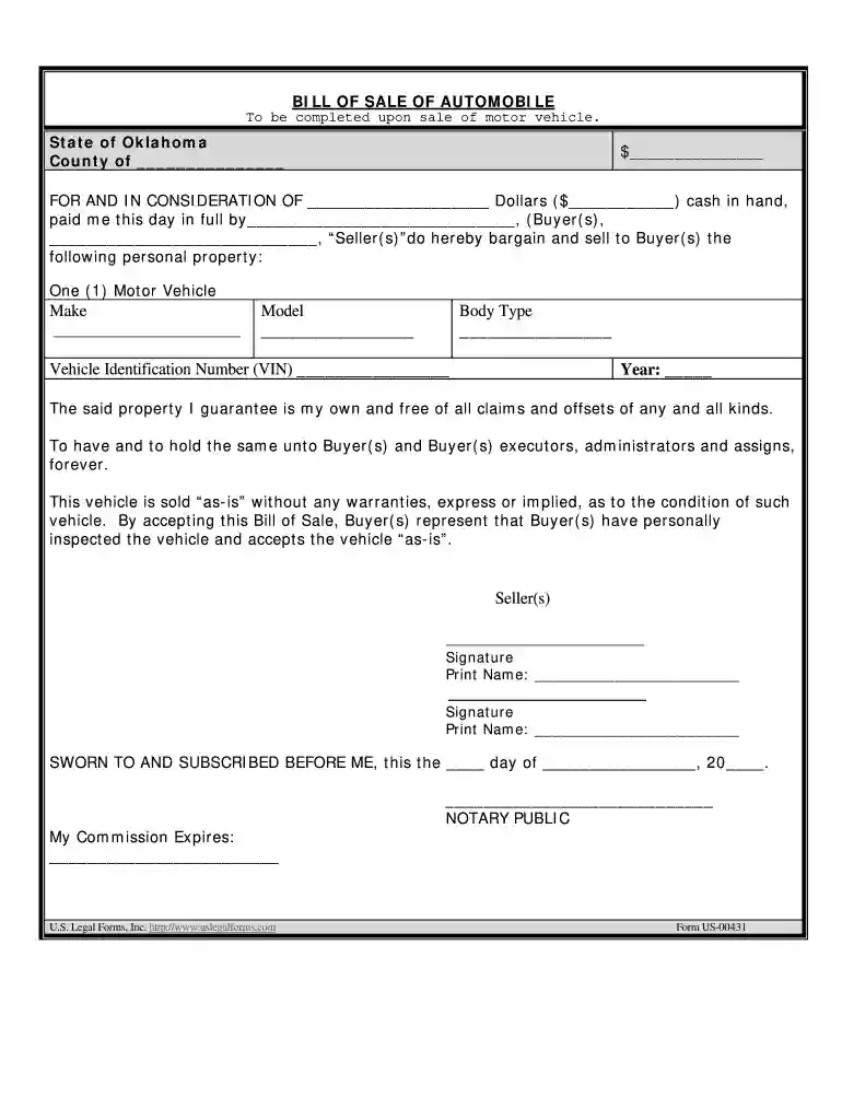 motorcycle bill of sale template Preview on Page 1