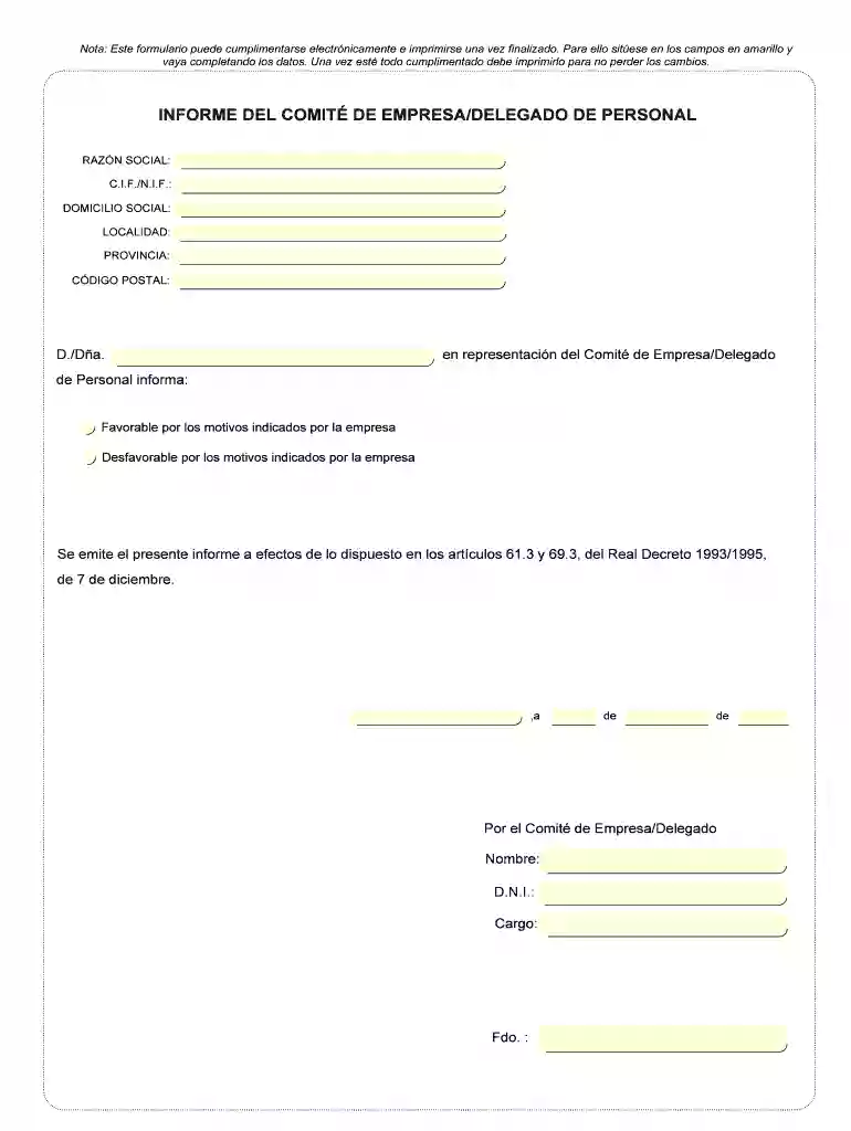 INFORME DEL COMIT DE EMPRESADELEGADO DE PERSONAL Vista previa en la página 1