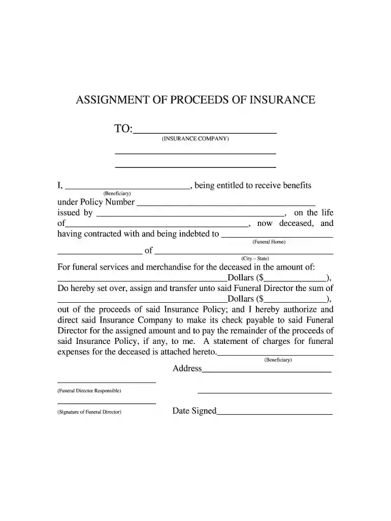 insurance assignment form Preview on Page 1