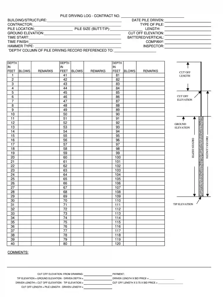 pile log sheet Preview on Page 1