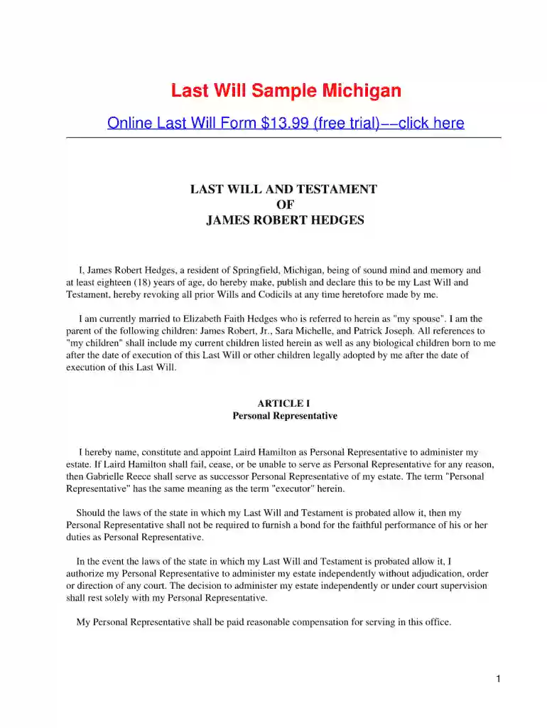 wills and trusts forms Preview on Page 1