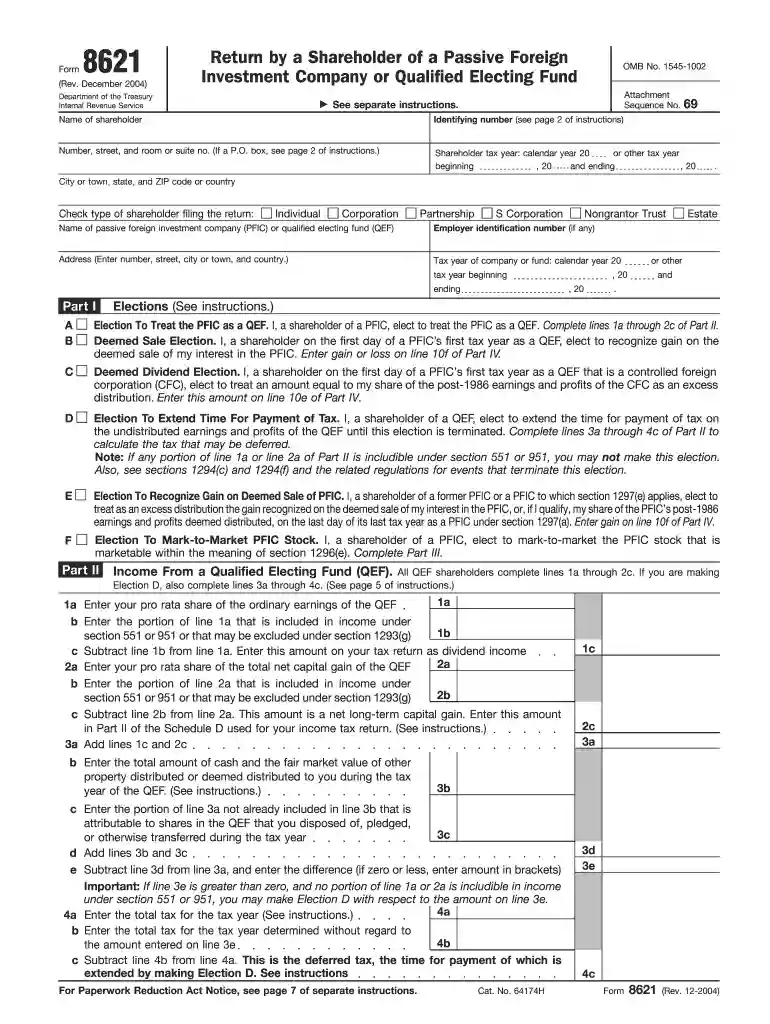 form 8621 Preview on Page 1
