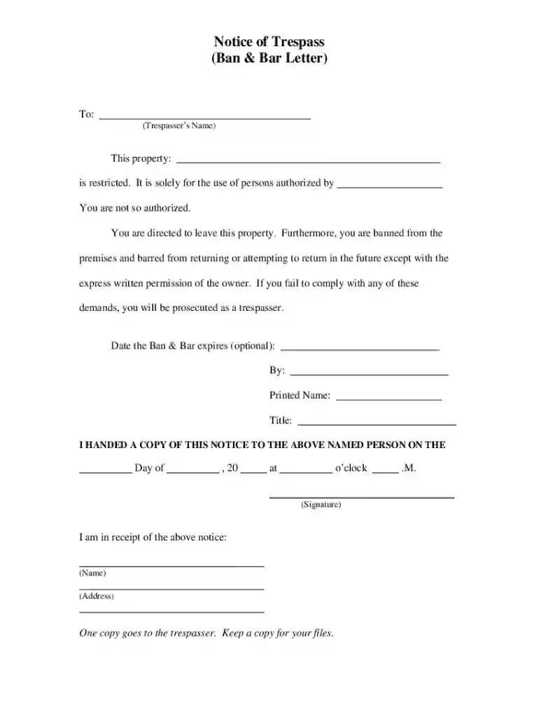 letter banning someone from a business Preview on Page 1