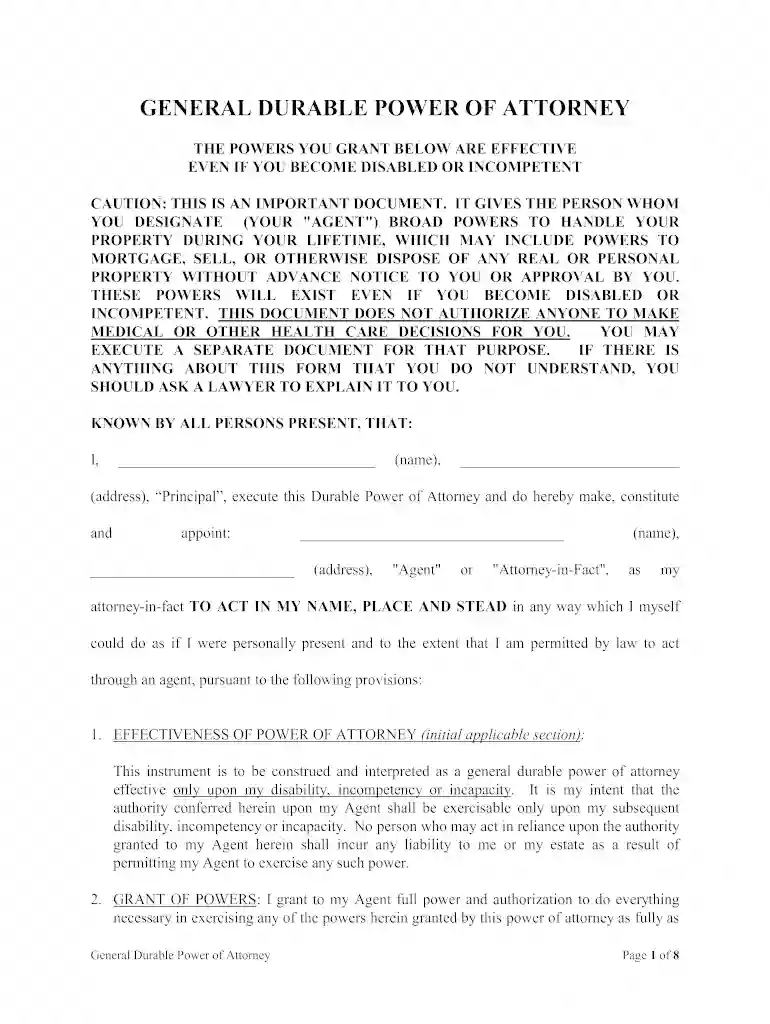 indiana medical power of attorney form 56184 Preview on Page 1