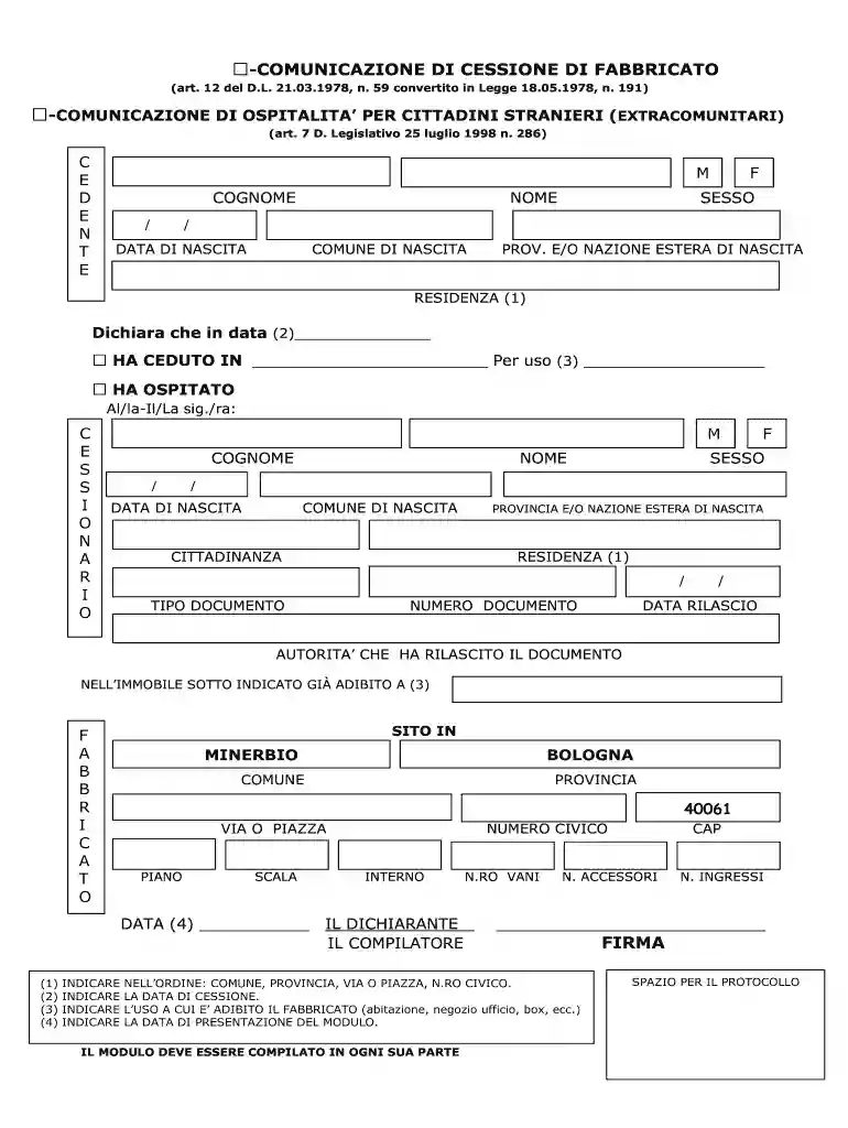modulo cessione fabbricato word Preview on Page 1