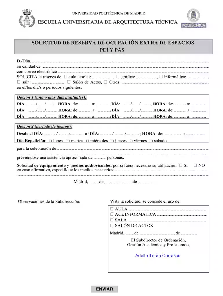 SOLICITUD DE RESERVA DE OCUPACIN EXTRA DE ESPACIOS - Inicio Vista previa en la página 1