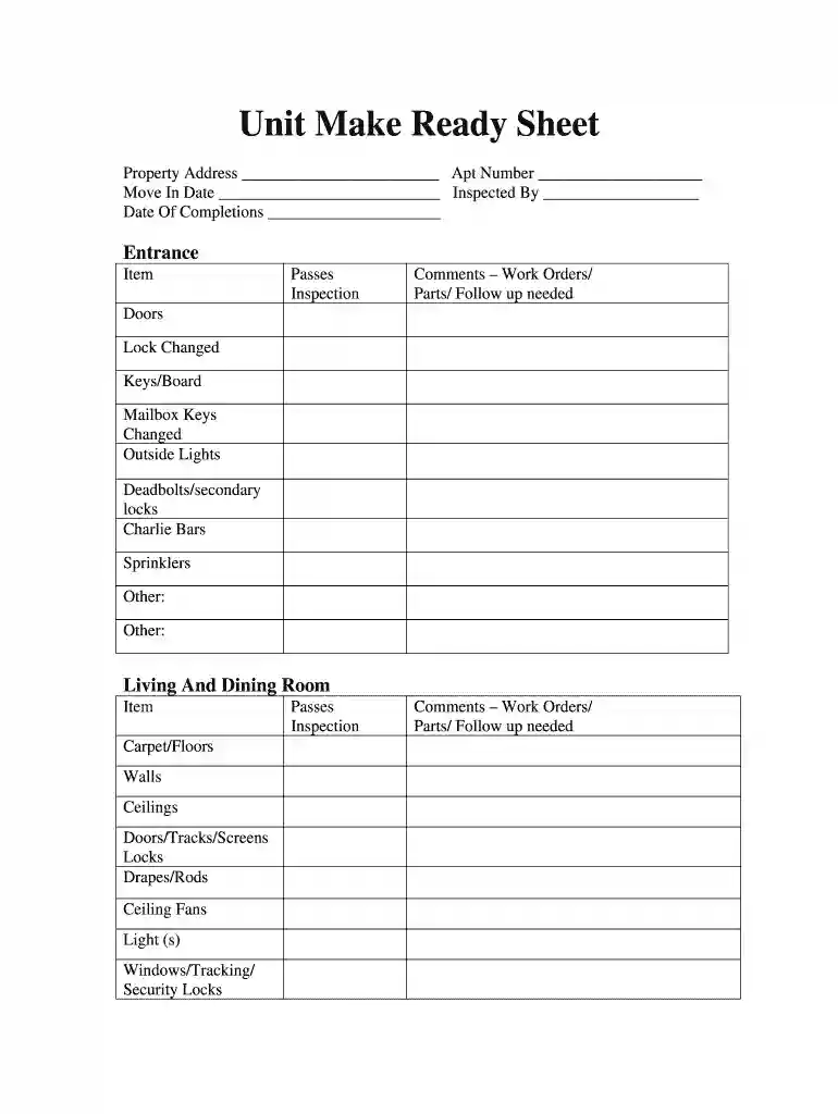 apartment turnover checklist Preview on Page 1