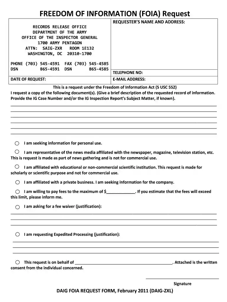 foia request form Preview on Page 1
