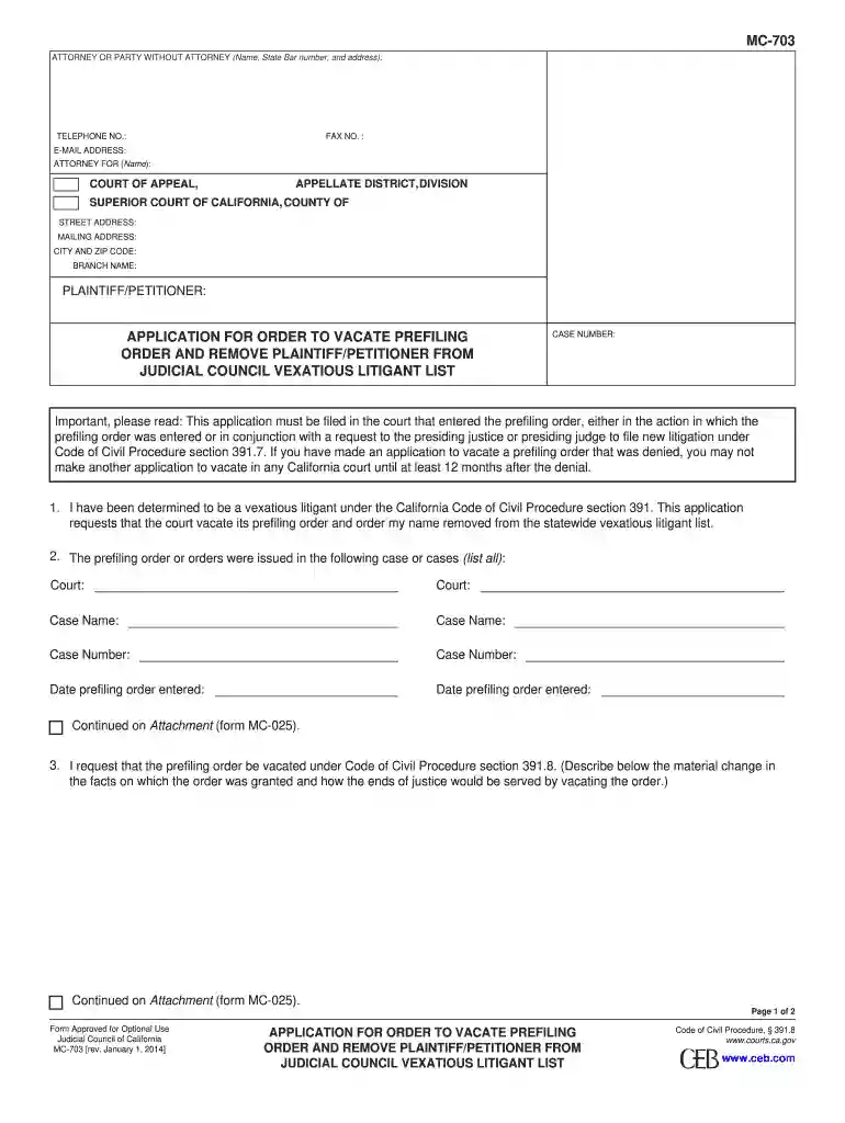 application i litigant form Preview on Page 1