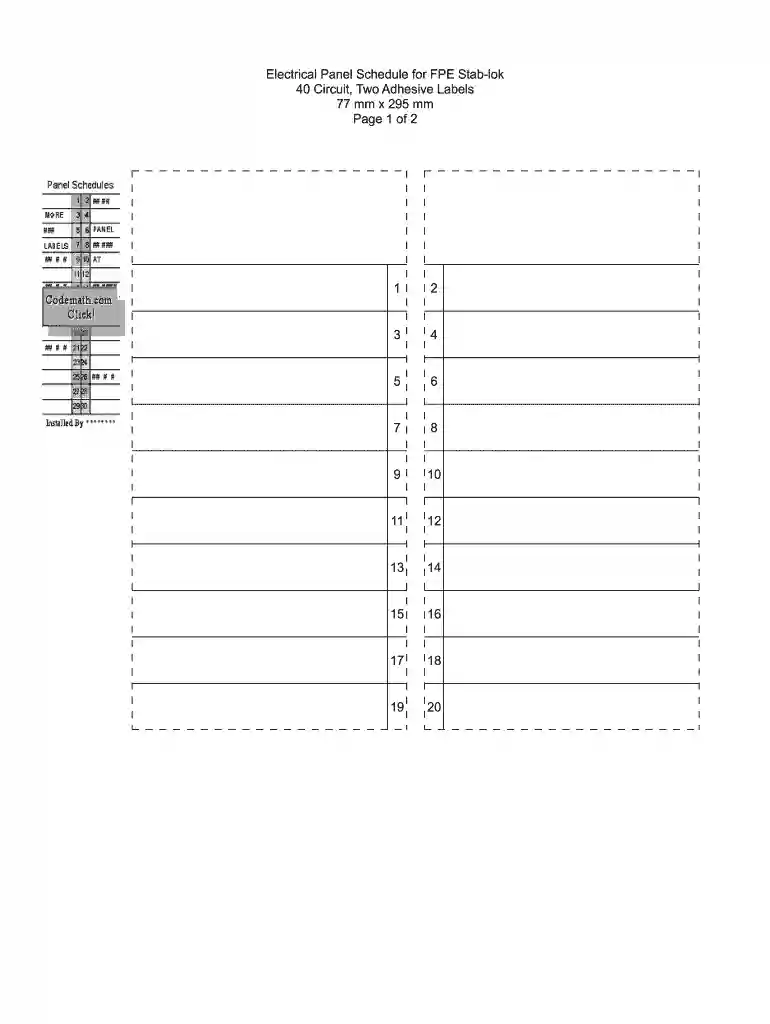 square d panel label template Preview on Page 1