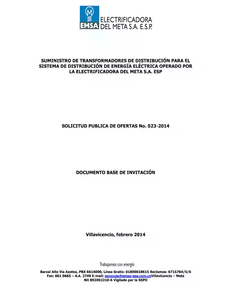 SUMINISTRO DE TRANSFORMADORES DE DISTRIBUCIN PARA EL SISTEMA DE DISTRIBUCIN DE ENERGA ELCTRICA OPERA Vista previa en la página 1
