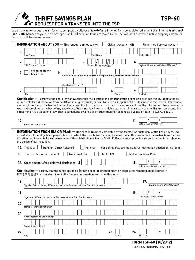 form tsp 60 Preview on Page 1