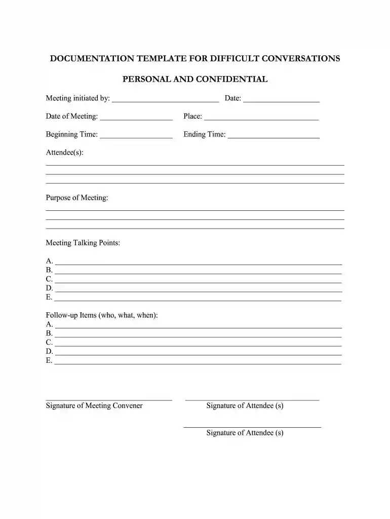 record of conversation template Preview on Page 1