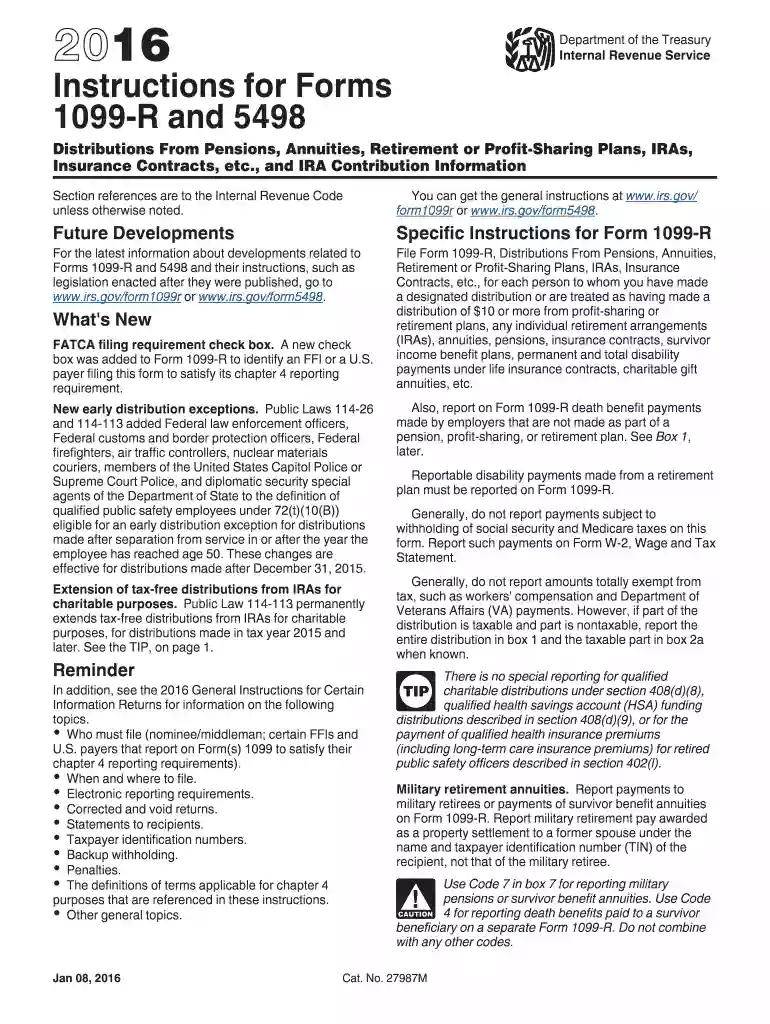 instruction 1099 r 2016 form Preview on Page 1