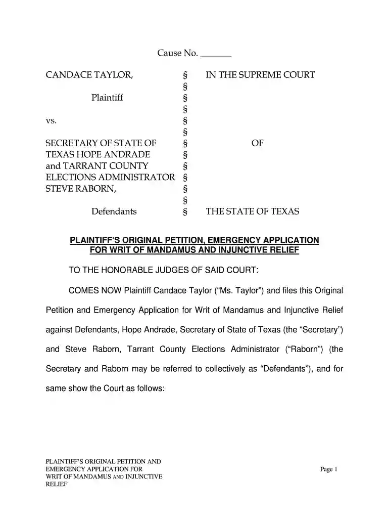 writ of mandamus Preview on Page 1