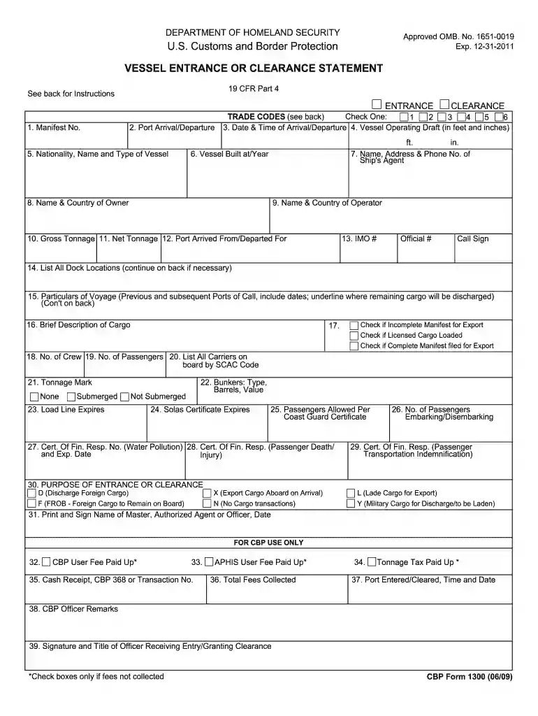 cbp form 1300 Preview on Page 1