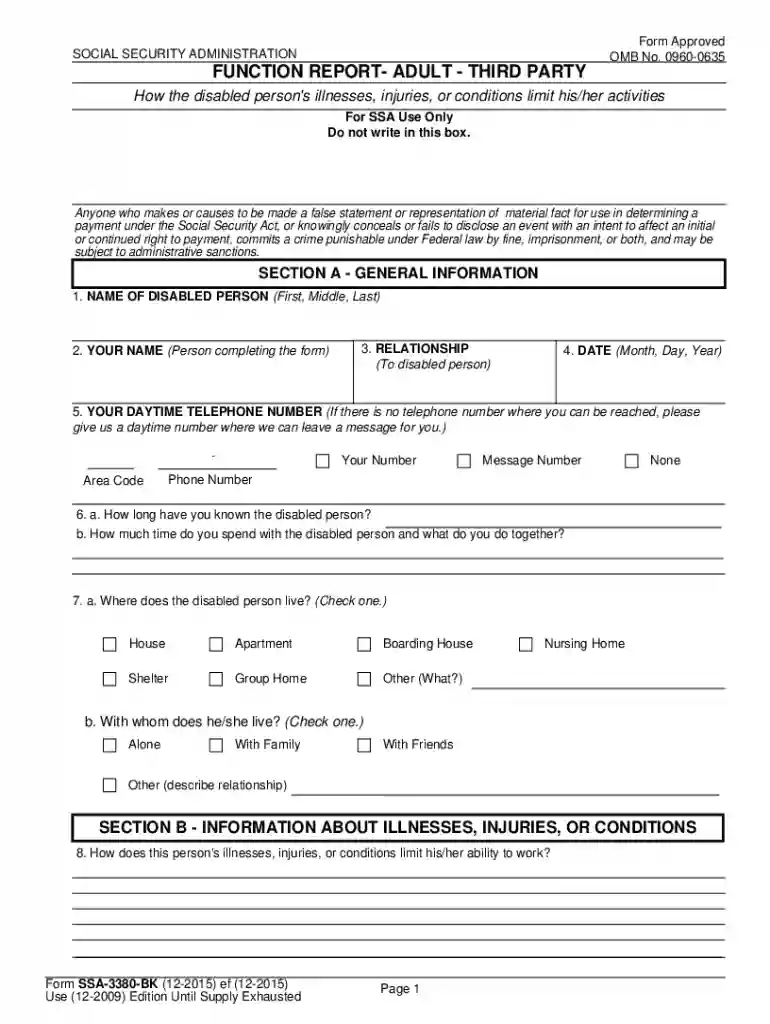 disability function report example answers Preview on Page 1
