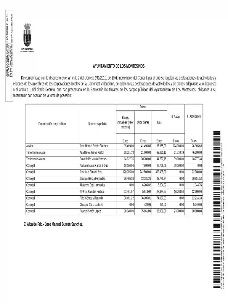 Declaraci n de actividades y de bienes de los miembros de la Vista previa en la página 1