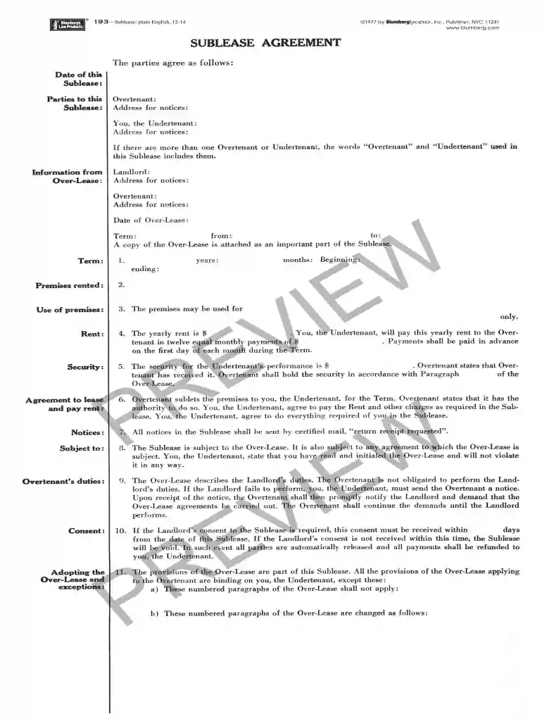 blumberg sublease agreement Preview on Page 1