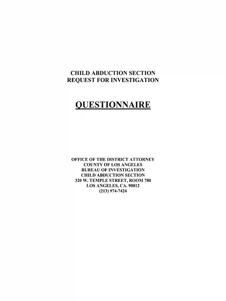 abduction questionnaire Preview on Page 1
