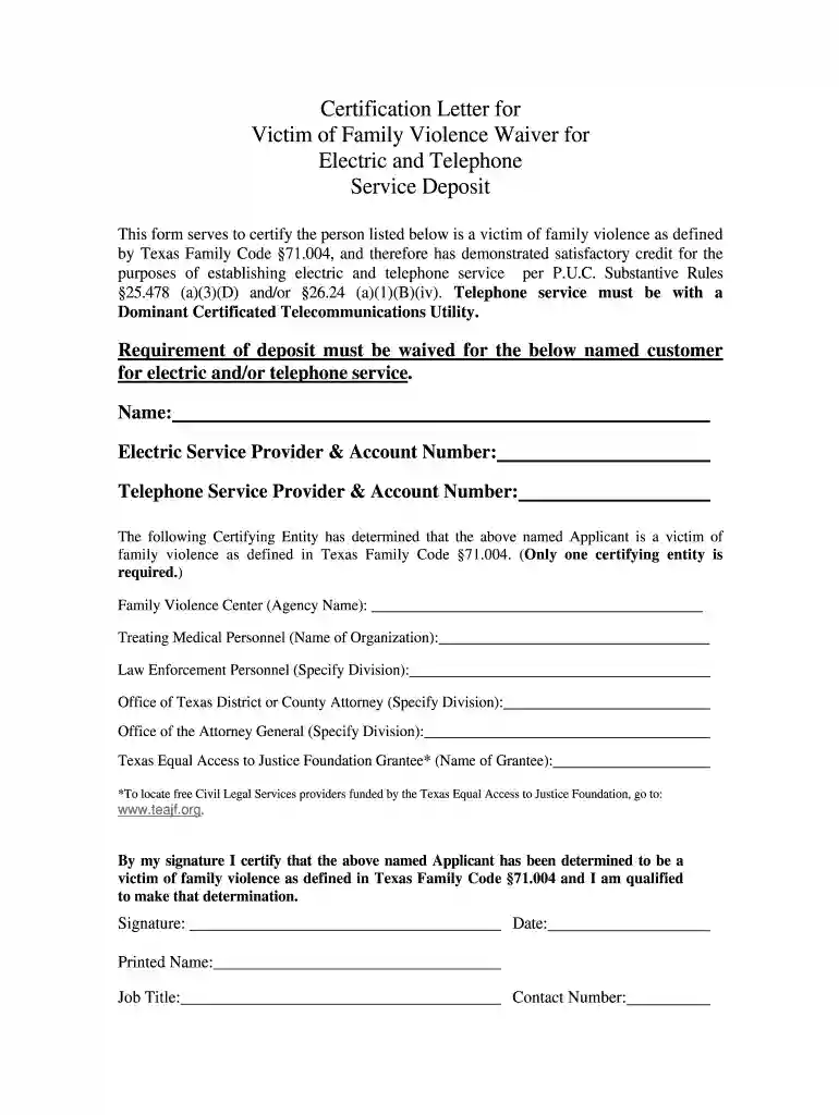 victim of family violence waiver form Preview on Page 1