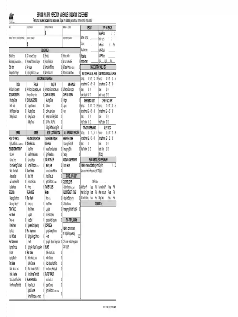 cdl pre trip inspection checklist california Preview on Page 1