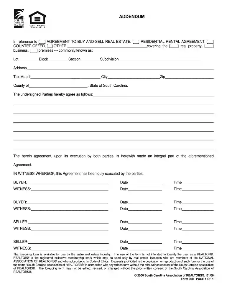 contract addendum Preview on Page 1