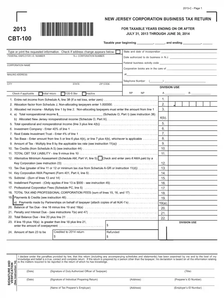 nj cbt 100 instructions Preview on Page 1
