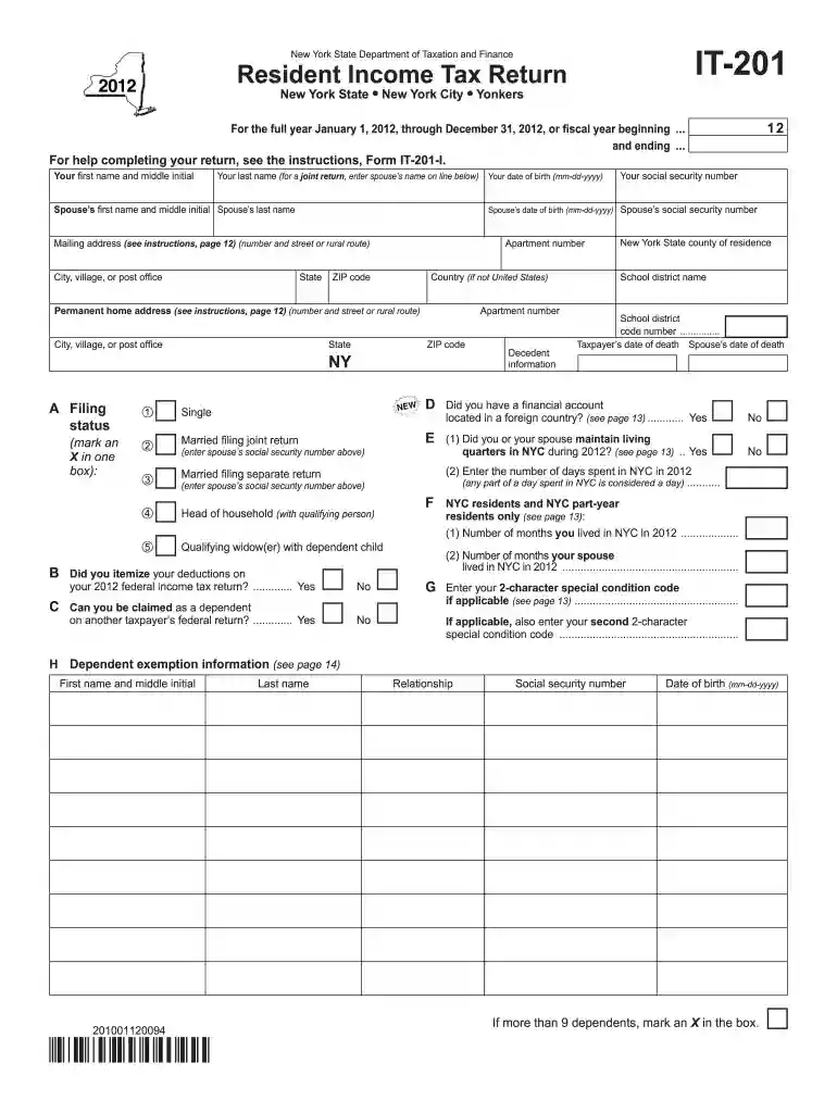 2012 form it 201 Preview on Page 1